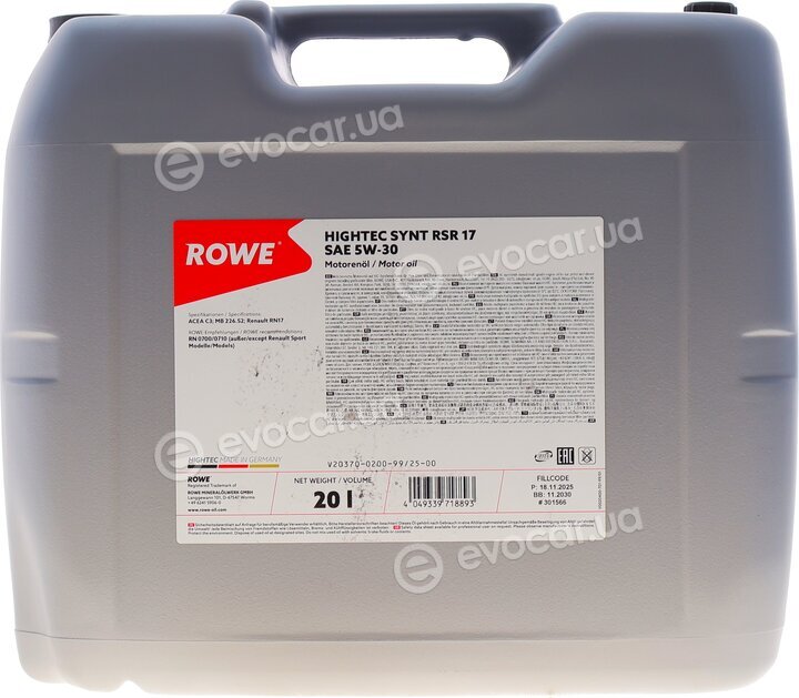 Rowe 20370-0200-99