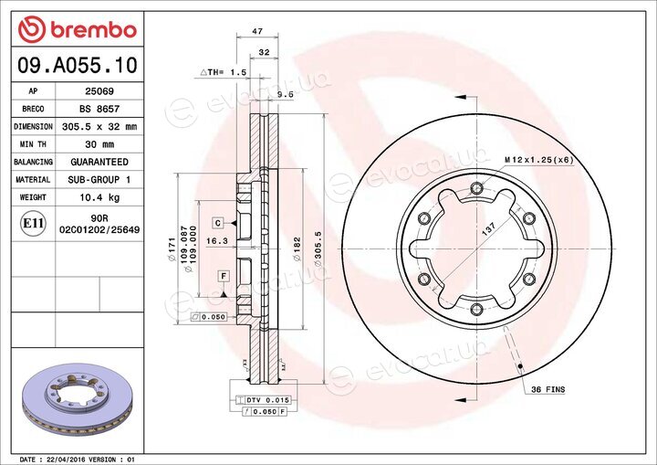 Brembo 09.A055.10