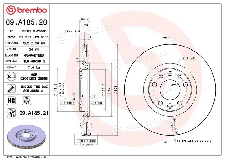 Brembo 09.A185.21