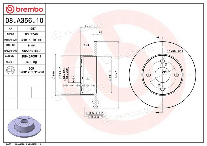 Brembo 08.A356.10