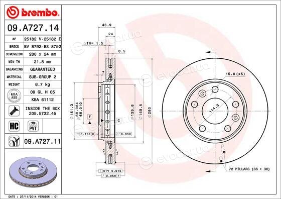 Brembo 09.A727.14