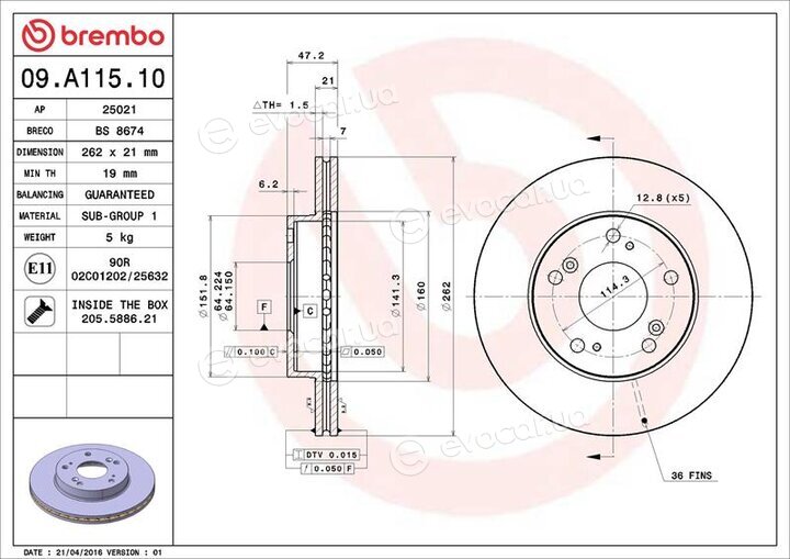 Brembo 09.A115.10
