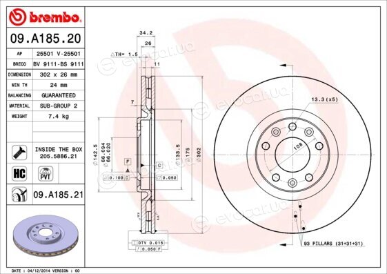 Brembo 09.A185.21